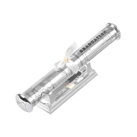 Silver Plated Graduation Certificate Tube with Silver Plated Stand