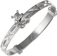 Sliding Teddy Charm Child's Silver bangle.