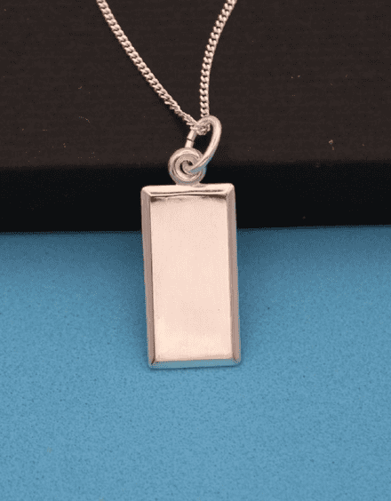 Small Plain Sterling Silver Ingot Necklace