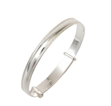 Sterling Silver Bead Christening Bangle - Baby to Child sizes