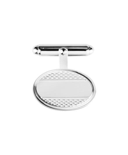 Sterling Silver Engine Turned Oval Cufflinks