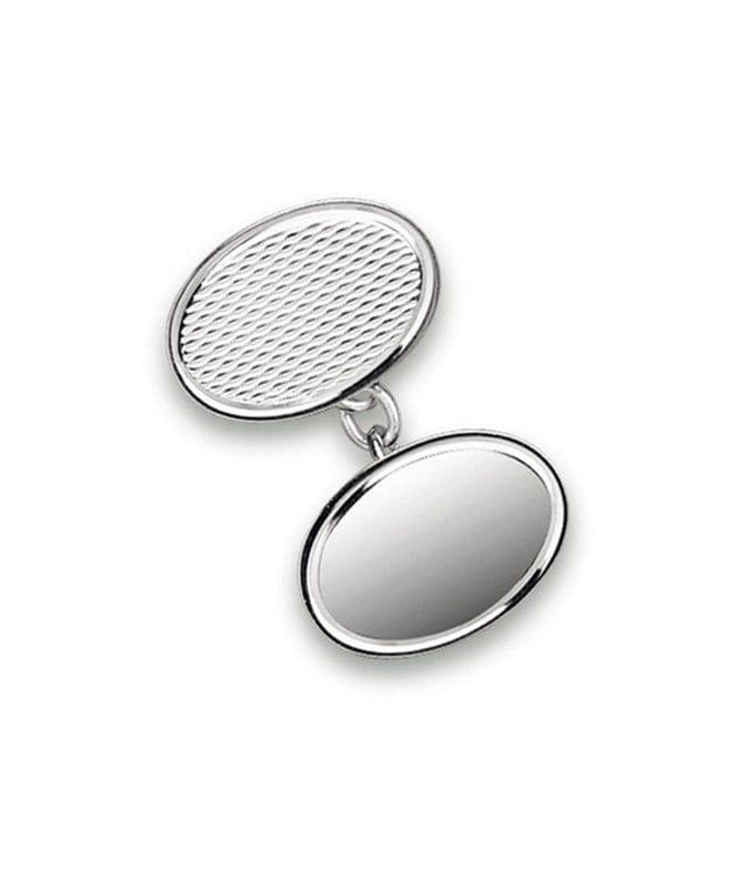Sterling Silver Engine Turned Oval Cufflinks | London Silver Company | Silver cufflinks
