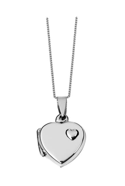 Sterling Silver Heart Shaped Locket with Heart Design