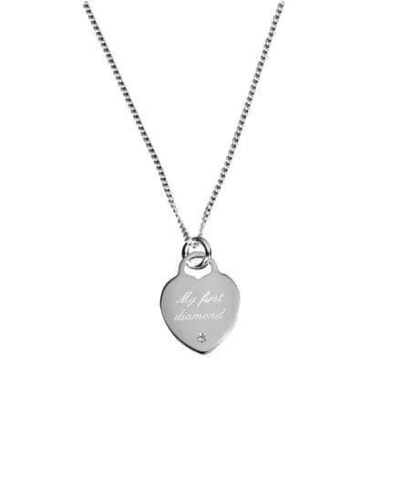 Sterling Silver 'My First Diamond' Pendant with 40cm chain