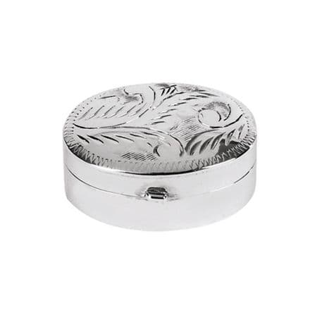 Sterling Silver Oval Engraved Pillbox