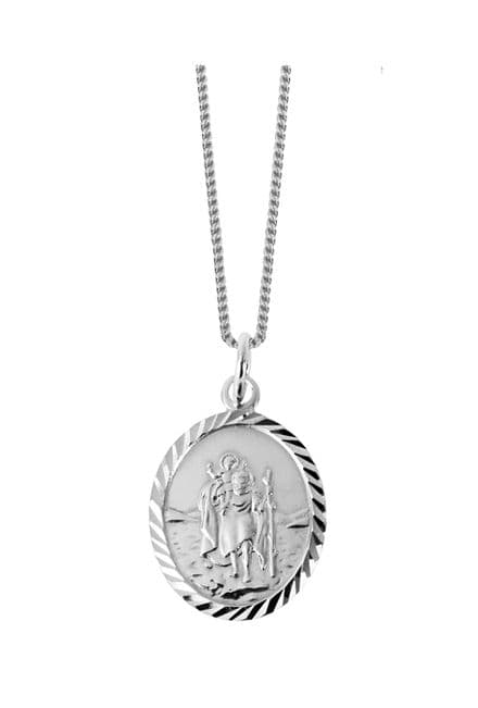 Sterling Silver St Christopher Pendant Oval Design