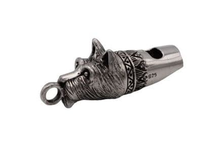 Sterling Silver Terrier Head Dog Whistle