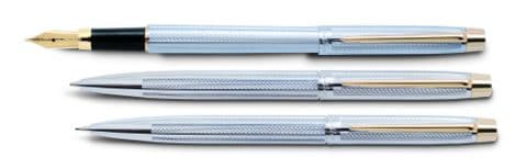 722Wave Pattern Gold Fountain Pen,Ballpoint and Pencil Set.