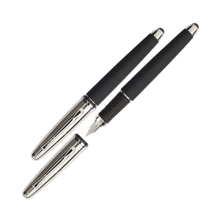 Borghini Guilloche Prestige Fountain Pen in Soft Touch Black colour