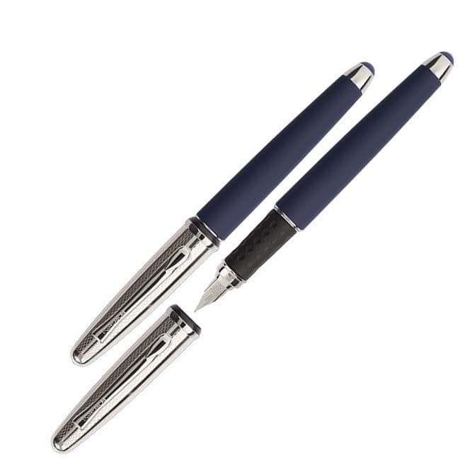 Borghini Guilloche Prestige Fountain Pen in Soft Touch Blue colour