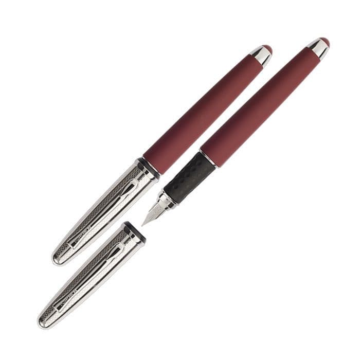 Borghini Guilloche Prestige Fountain Pen in Soft Touch Bordeaux colour