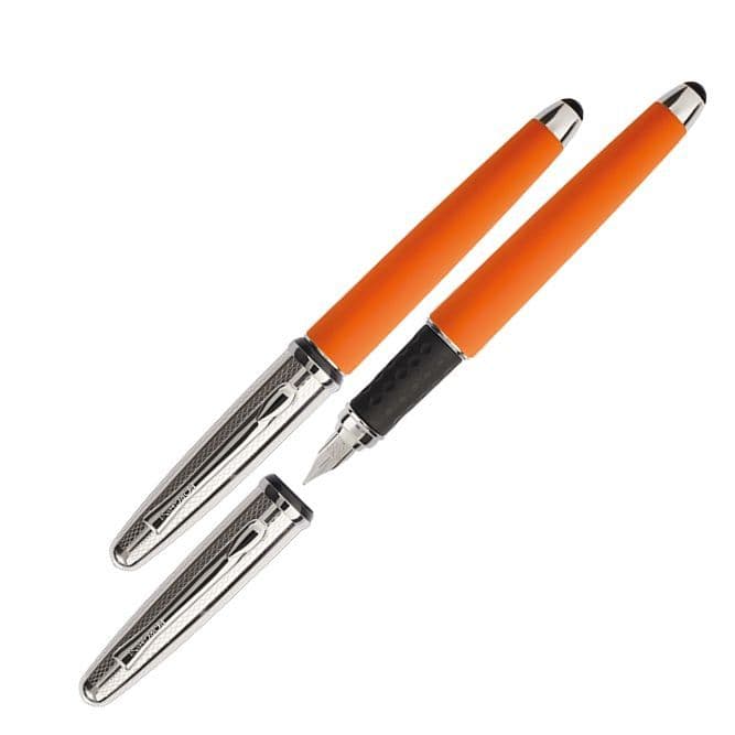 Borghini Guilloche Prestige Fountain Pen in Soft Touch Orange colour