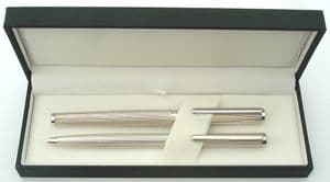 Cambridge Hallmarked Silver Pen Sets - Corn Pattern
