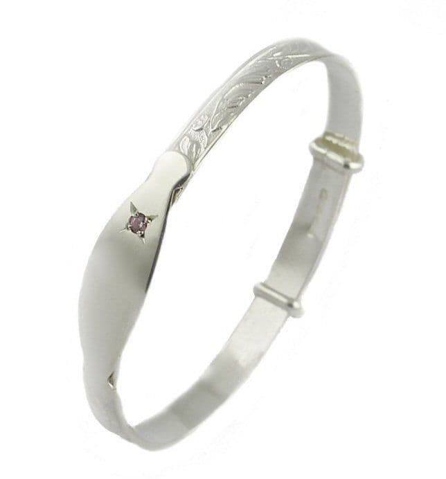 Childs Plain Polished Bangle with Hallmarks in Sterling Silver | Silver Pen | Silver Bangle
