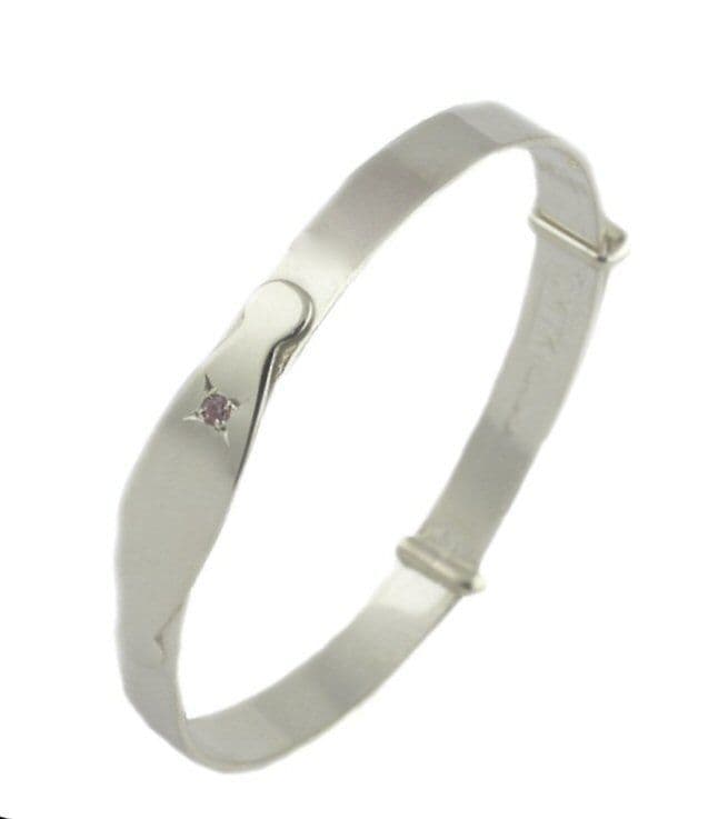 Childs Plain Polished Bangle with Hallmarks in Sterling Silver | Silver Pen | Silver Bangle
