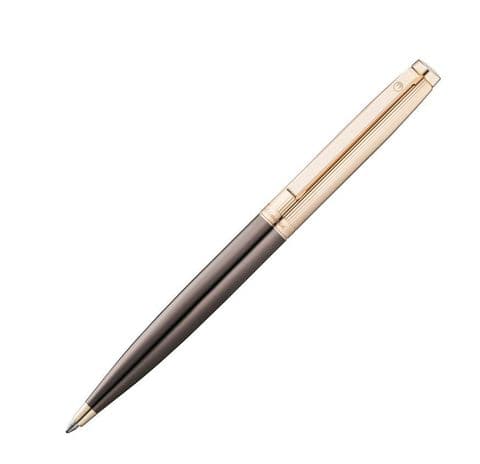 Hallmarked Sterling Silver Waldmann Ballpoint Pen - Tuscany - Gold Plated Fine Line Pattern