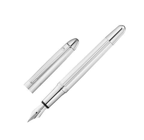 Hallmarked Sterling Silver Waldmann Fountain Pen - Pocket - Fine Line Finish