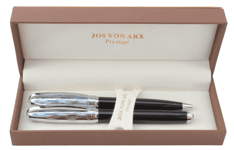 Jos Von Arx Prestige WR03 Ballpoint and Rollerball Black Lacquer Pen Set