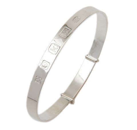 Ladies Sterling Silver Bangle with Large Display Hallmarks