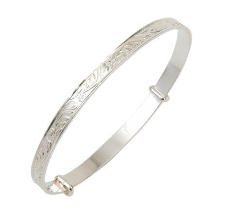 Narrow Scroll Bangle in Sterling Silver in Four Sizes