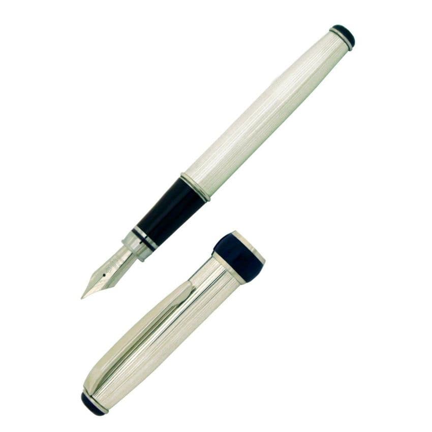 Silver Fountain Pen - Via Roma Fine Line | Engraved Pens | Silver Pen