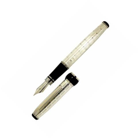 Sterling Silver Fountain Pen - Via Roma Rings Design - Hallmarked Sterling Silver
