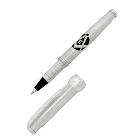 Sterling SIlver Masonic Ballpoint Pen - Via Roma Fine Barleycorn Design - Hallmarked Sterling Silver