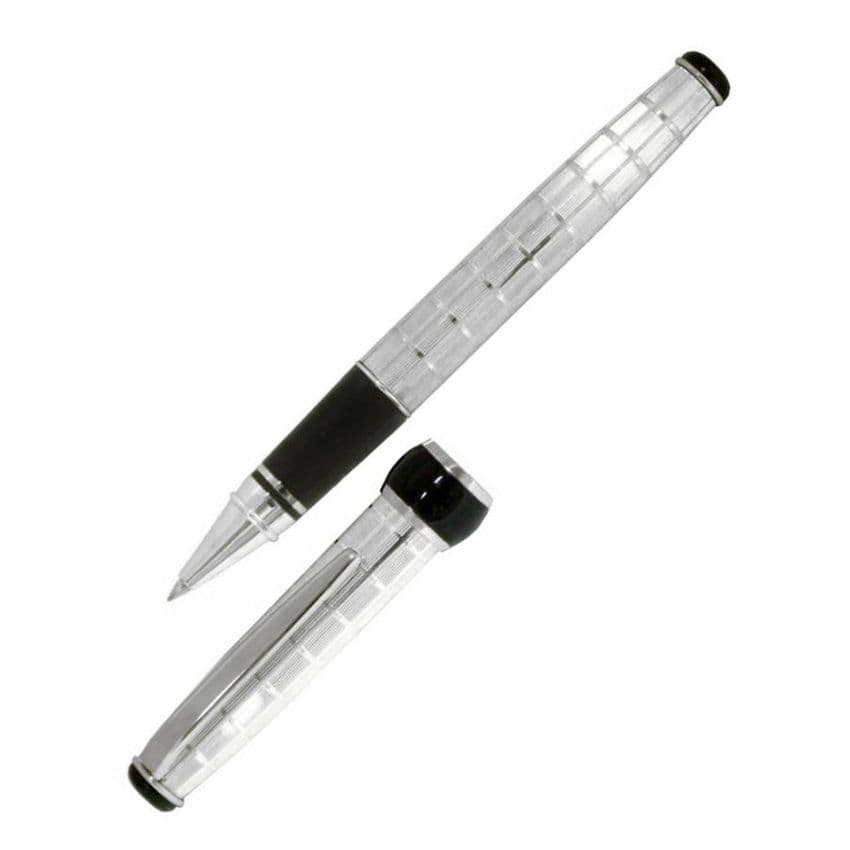 Sterling SIlver Rollerball Pen - Via Roma Rings Design - Hallmarked Sterling Silver | Silver Pen | Silver Rollerball Pen