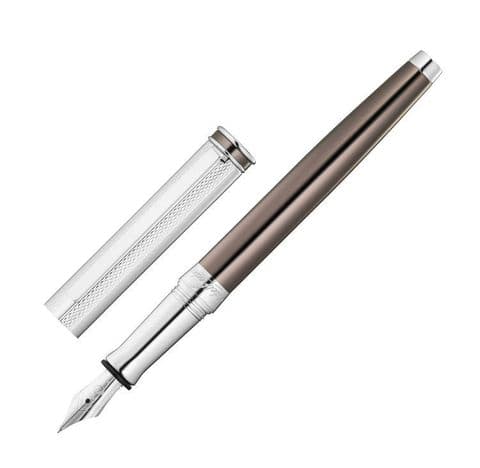 Sterling Silver Waldmann Fountain Pen - Edelfeder - Chocolate Lacquer