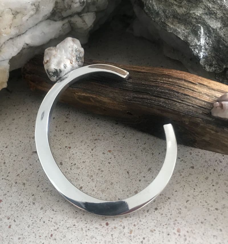 Sterling Silver Mens Flat Torque Bracelet