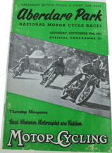 ABERDARE PARK ROAD RACES  1956 Sept 29.  Programme