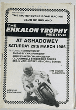AGHADOWEY (.N.I.)  1986 Mar 29  Motocycle race programme