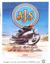 AJS 1949 Motorcycle Racing REPRO Poster 18 x 26" ( 465 X 645mm)