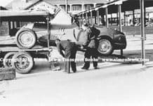 Alfa Romeo 8C-35 Robert Arbuthonot's ex Reusch's car on trailer Brooklands Paddock 1938