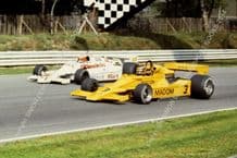 Arrows A1B (Keegan) & Lotus 78 (Vilotta) Brands 1979 Aurora AFX F1 action photo
