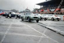 ASTON MARTIN DB4 GT Innes Ireland , Jim Clark etc at start of 1960 Montlhery 1000kms (B)
