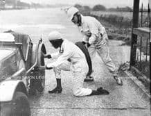 Austin 7 TT Model. Photo. Hon Victoria Worsley and RSL Boote change tyres(Photo B)