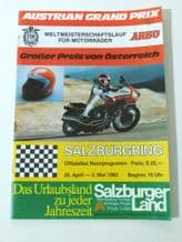 AUSTRIAN MOTO GP Salzburgring 1982 May 2 Motorcycle Race programme