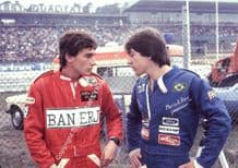 Ayrton Senna  & Mario Bauer. Hockenheim paddock, Euro FF2000 1982