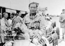 B Bira. Photo after race win in ERA cockpit at Brooklands