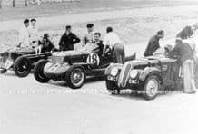 BMW 328 (Fane) Brooke Special (Brooke) and another special . Photo at Brooklands , late 1930s