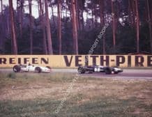 Brabham BT23C & BMW 269 F2 . Bill Ivy  & Dieter Questor Hockenhiem 1969. Colour photo