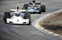 Brabham BT42.Richard Robarts leads Jacky Icks (Lotus 72 )Brands Hatch Race of Champions 1974. Photo