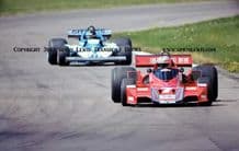 Brabham BT45B Alfa Romeo. Photo. John Watson leads Laffite's Ligier . British GP 1977