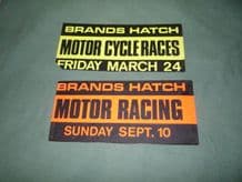 BRANDS HATCH 2x late 60s/early 70s car Window stickers CAR and BIKE racing