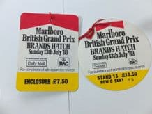 BRITISH GP F1 1980 Brands Hatch original tickets (enclosure & stand)