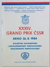 BRNO  (CZ)  1984 Aug 26   Motorcycle GP supplimentary regulations