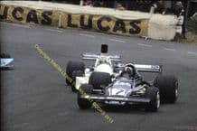 Chevron B30 Purley leads Magee(March) Mallory Park Shellsport 5000 March 1976 10x7" photo
