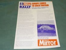 DAILY MIRROR RAC Rally 1971 info sheet.
