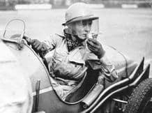 Doreen Evans in MG (Q or R Type?) . Photo making pit stop at Brooklands BRDC 500 1935